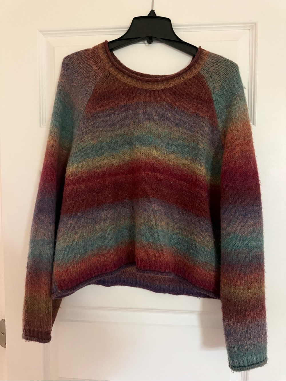 Madewell Multicolor Striped Crewneck Sweater - Teal, Rust, Purple